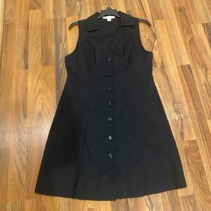 Monteau Black Sheath Midi Dress with Notched Collar